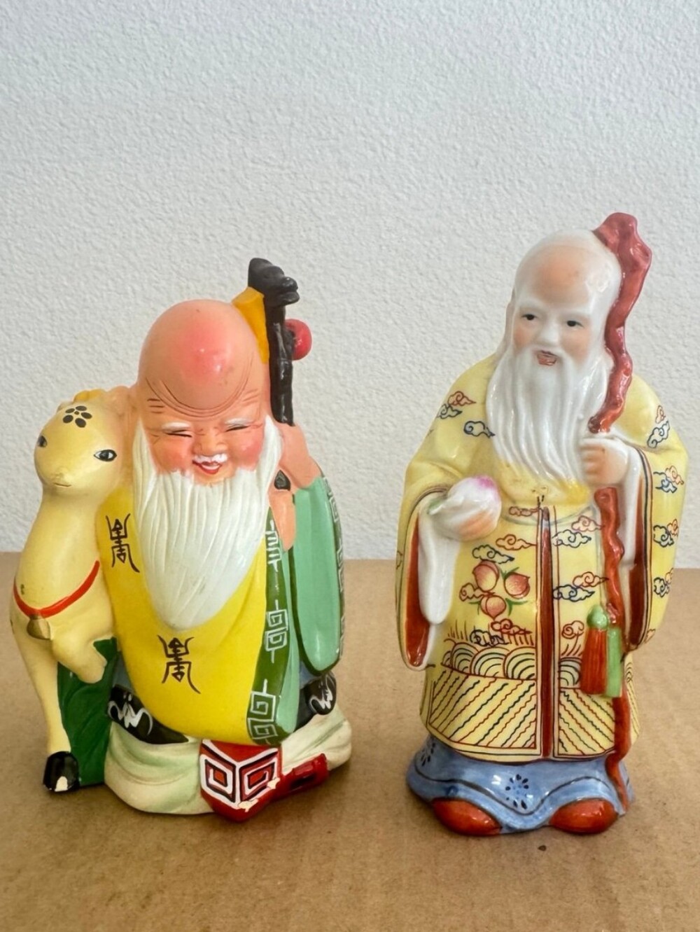 Vintage Chinese Porcelain Shou Lao Figurines - Set of 2